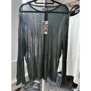 NWT Future Collective Sheer Dark Green Crewneck Sweater